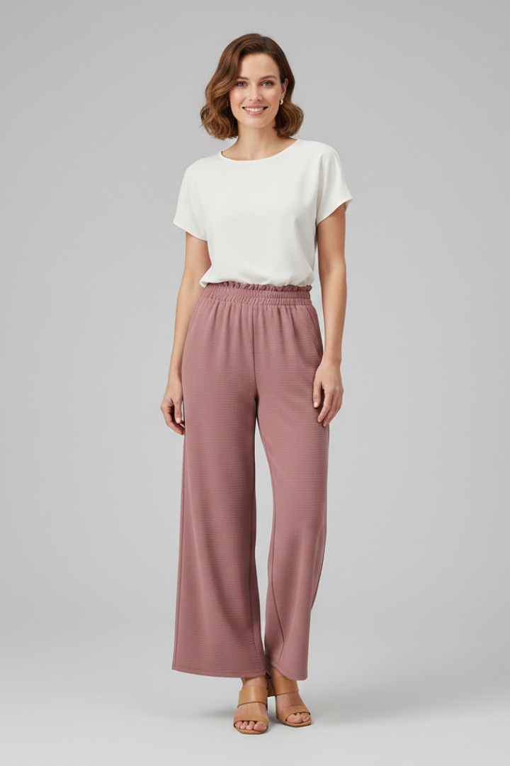 Women’s Trousers with Elastic Waistband and Wide Legs