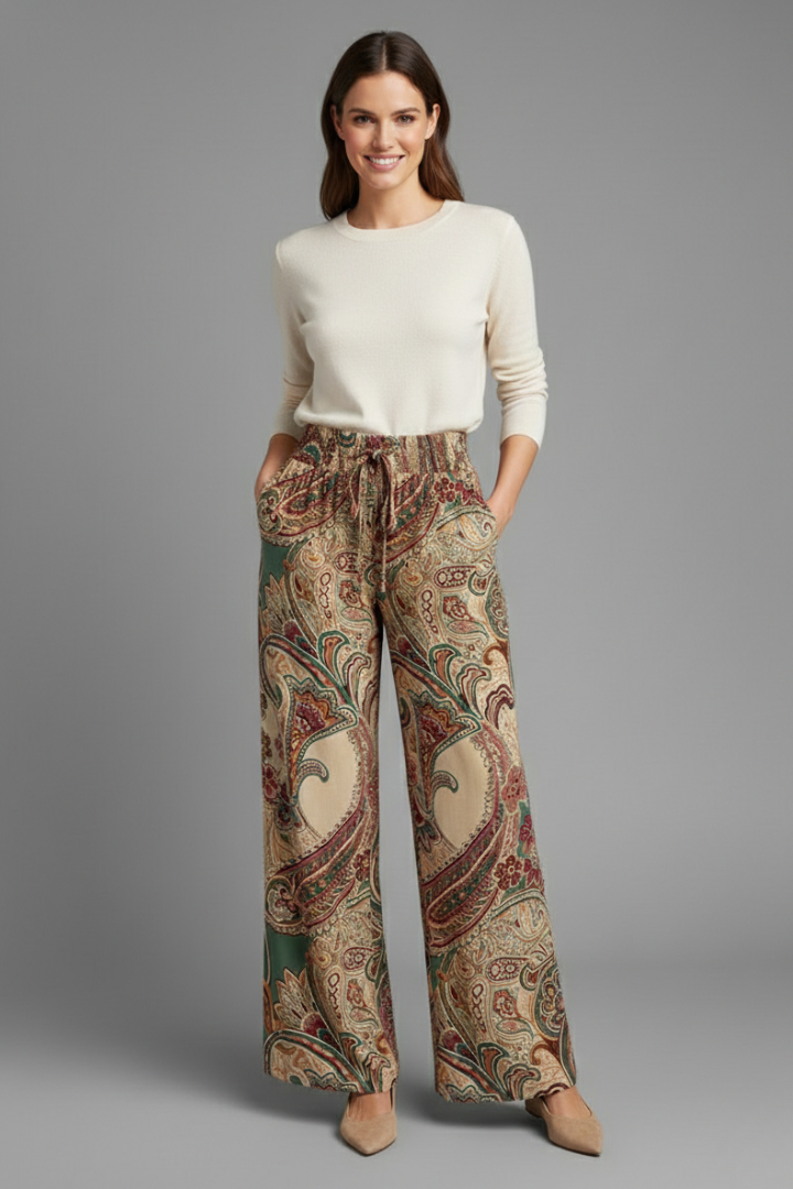 Women’s Trousers with Elastic Waistband and Wide Legs