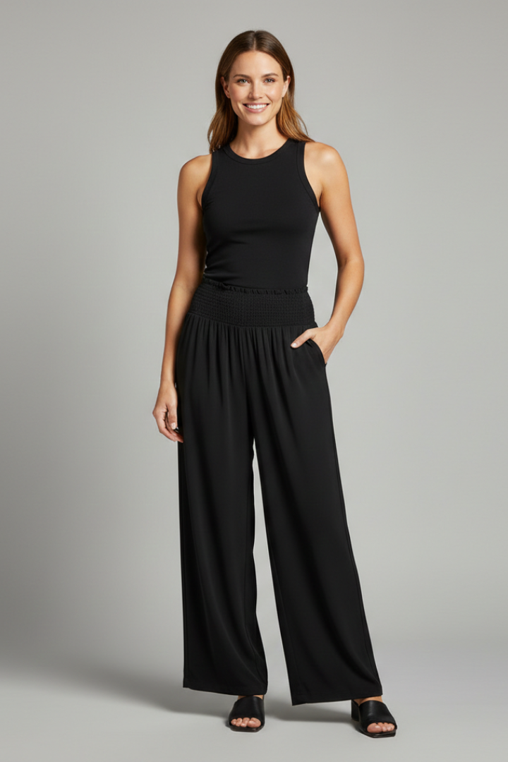 Women’s Trousers with Elastic Waistband and Wide Legs