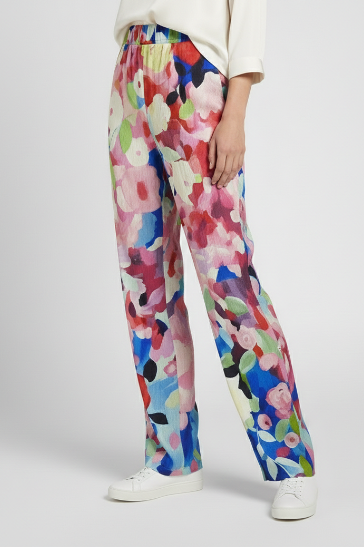 Women’s Trousers with Floral Print and Side Pockets