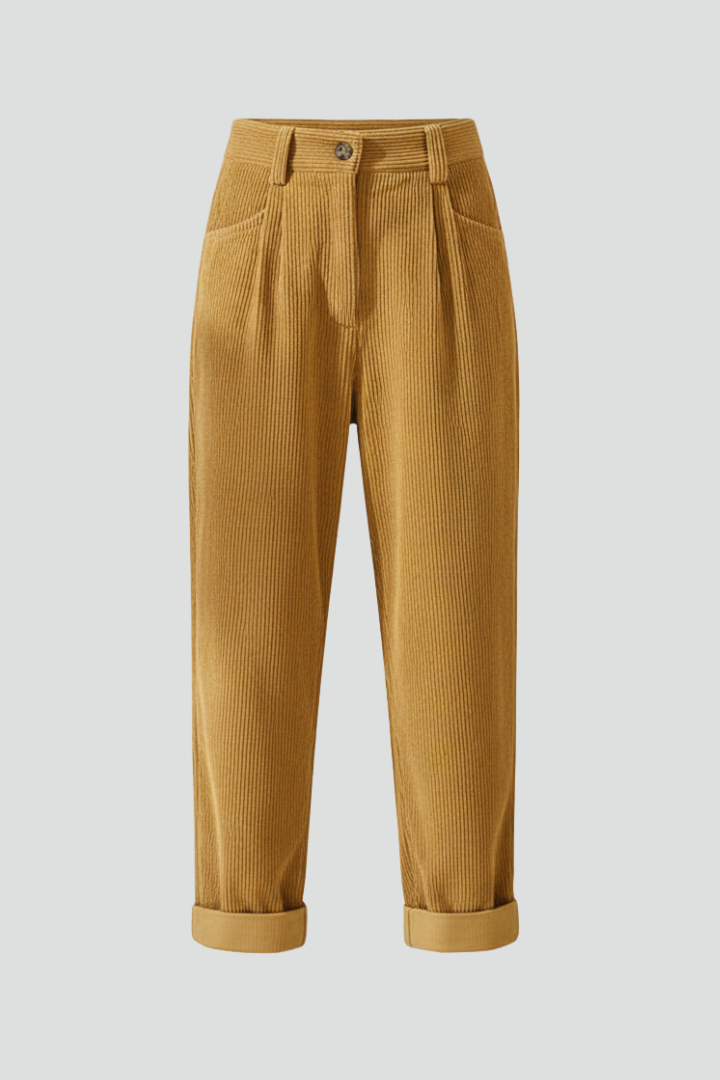 Women’s Trousers with Ribbed Surface and Pockets