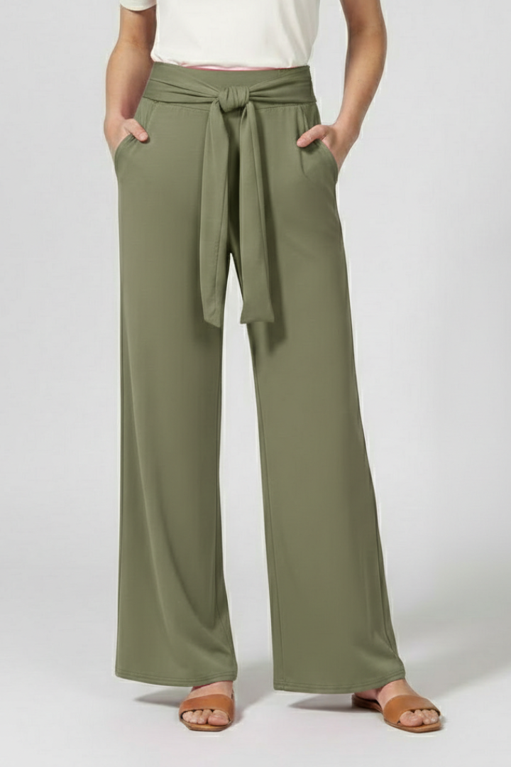 Women’s Trousers with Tie Waist and Wide Legs