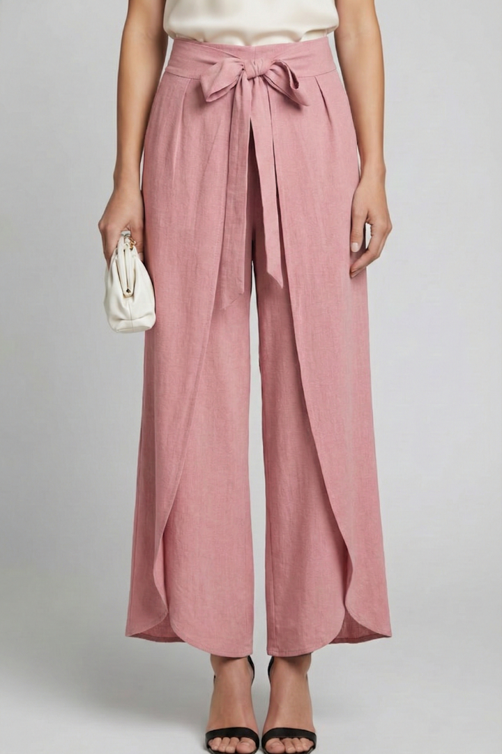Women’s Trousers with Tie Waist and Wide Legs