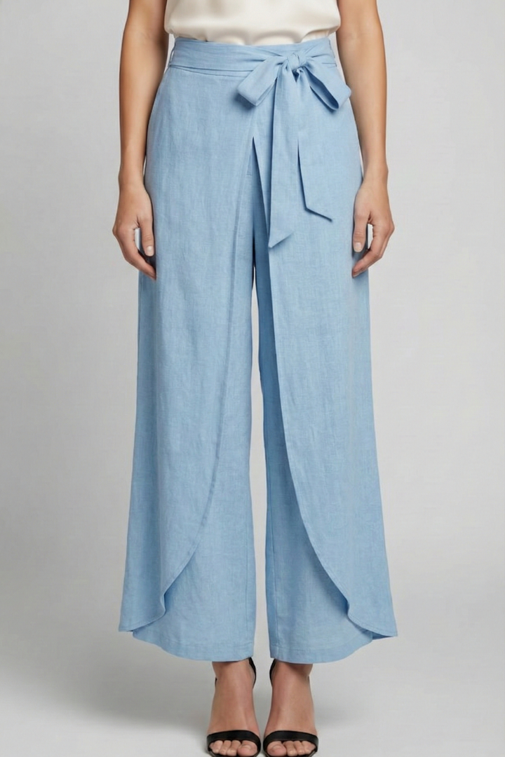 Women’s Trousers with Tie Waist and Wide Legs