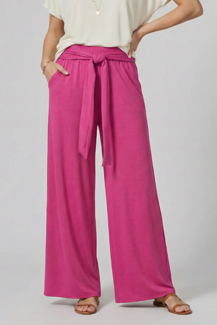 Women’s Trousers with Tie Waist and Wide Legs
