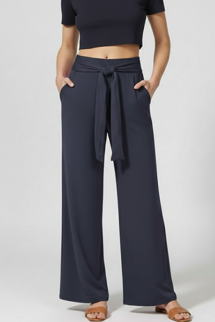 Women’s Trousers with Tie Waist and Wide Legs