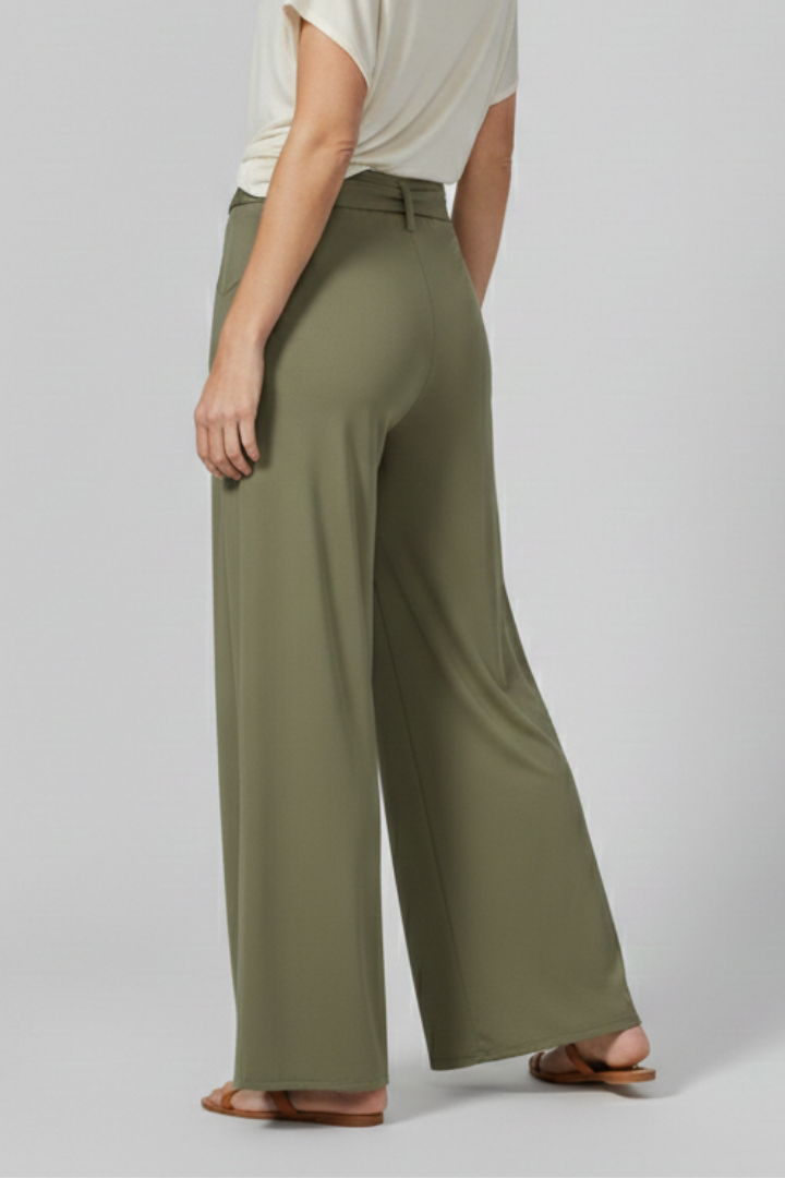Women’s Trousers with Tie Waist and Wide Legs