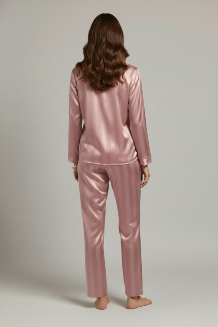 Women’s Two-Piece Pajama Set with Button Closure and Elastic Waist