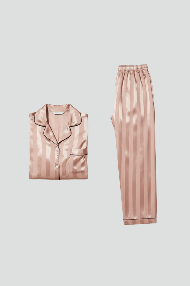 Women’s Two-Piece Pajama Set with Button Closure and Elastic Waist