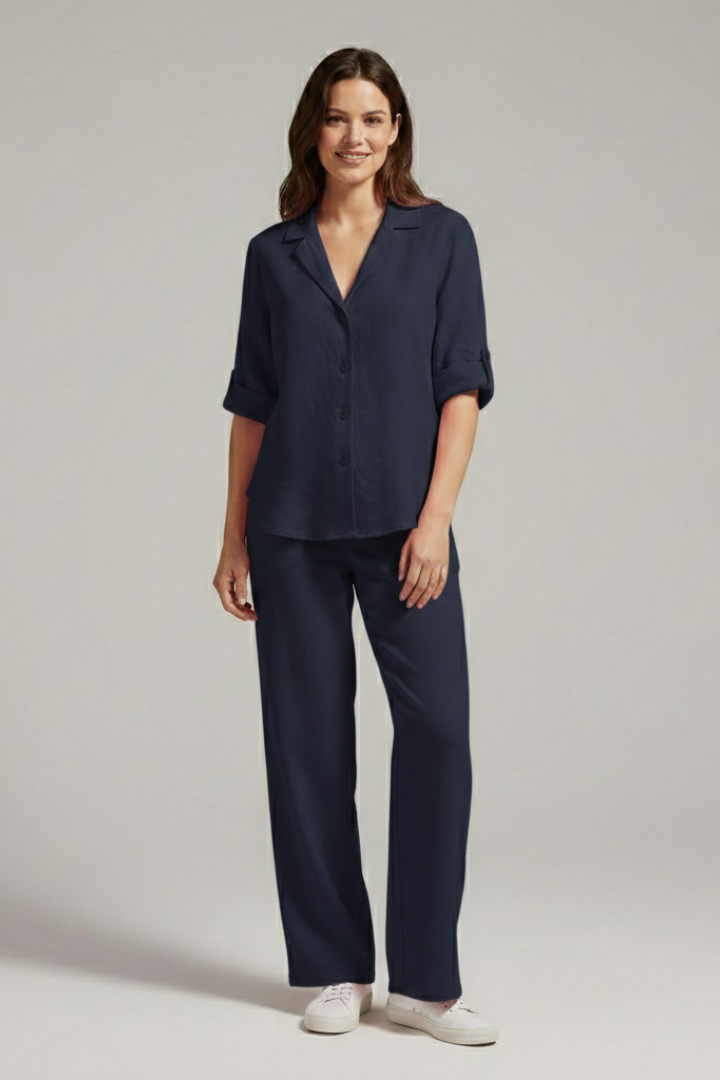 Women’s Two Piece Set with Button Fastening and Elasticated Waist