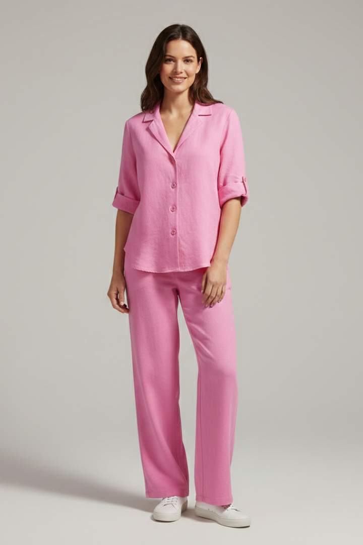 Women’s Two Piece Set with Button Fastening and Elasticated Waist