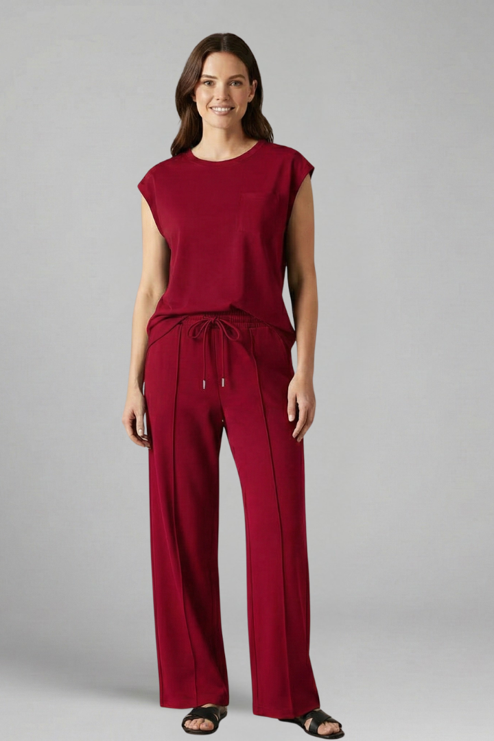 Women’s Two Piece Set with Cap Sleeves and Drawstring Waist