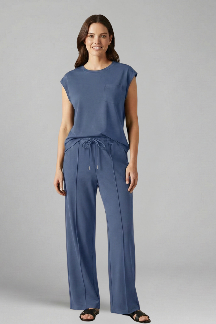 Women’s Two Piece Set with Cap Sleeves and Drawstring Waist