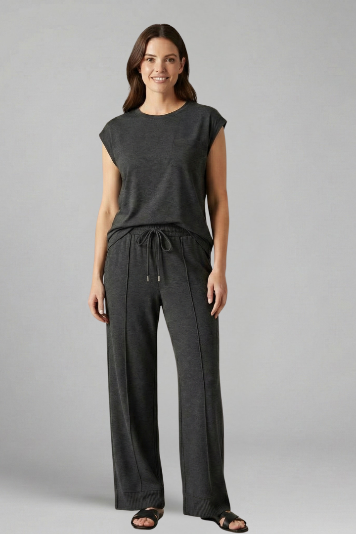 Women’s Two Piece Set with Cap Sleeves and Drawstring Waist