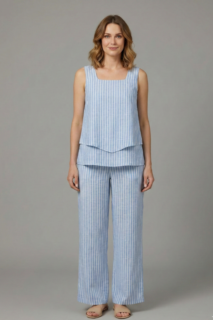 Women’s Two Piece Set with Sleeveless Top and Wide Legs