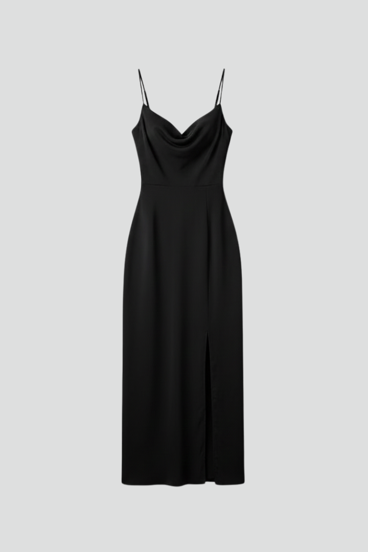 Women’s V-Neck Dress with Spaghetti Straps and Side Slit