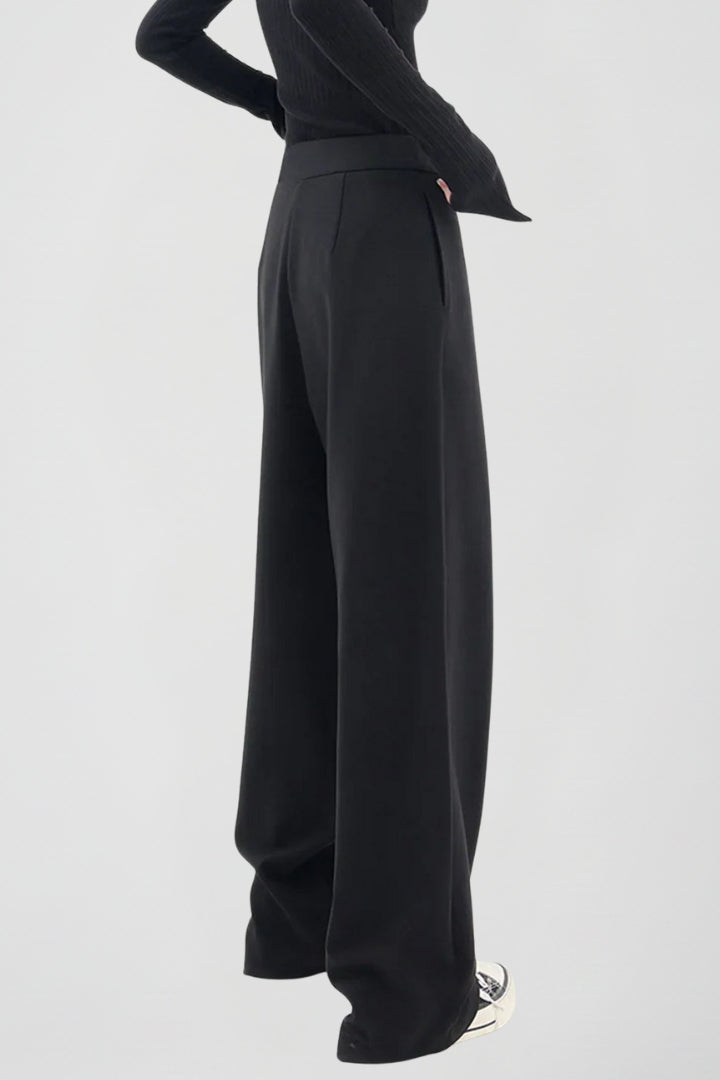 Women’s Wide-Leg Trousers with Asymmetric Front and High Waist