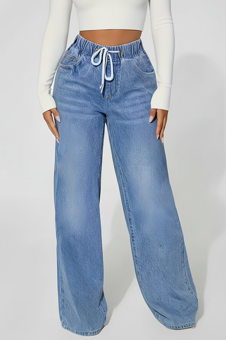 Women’s Trousers with Drawstring and Wide Leg