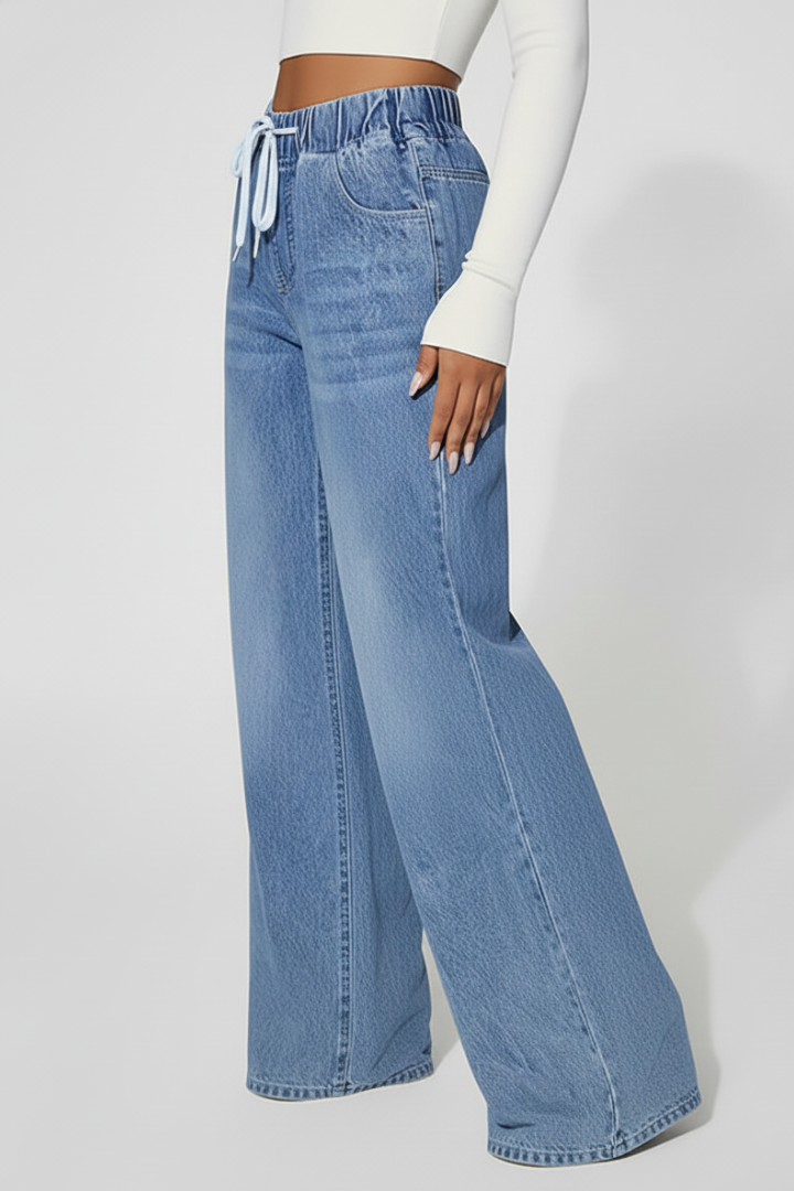 Women’s Trousers with Drawstring and Wide Leg