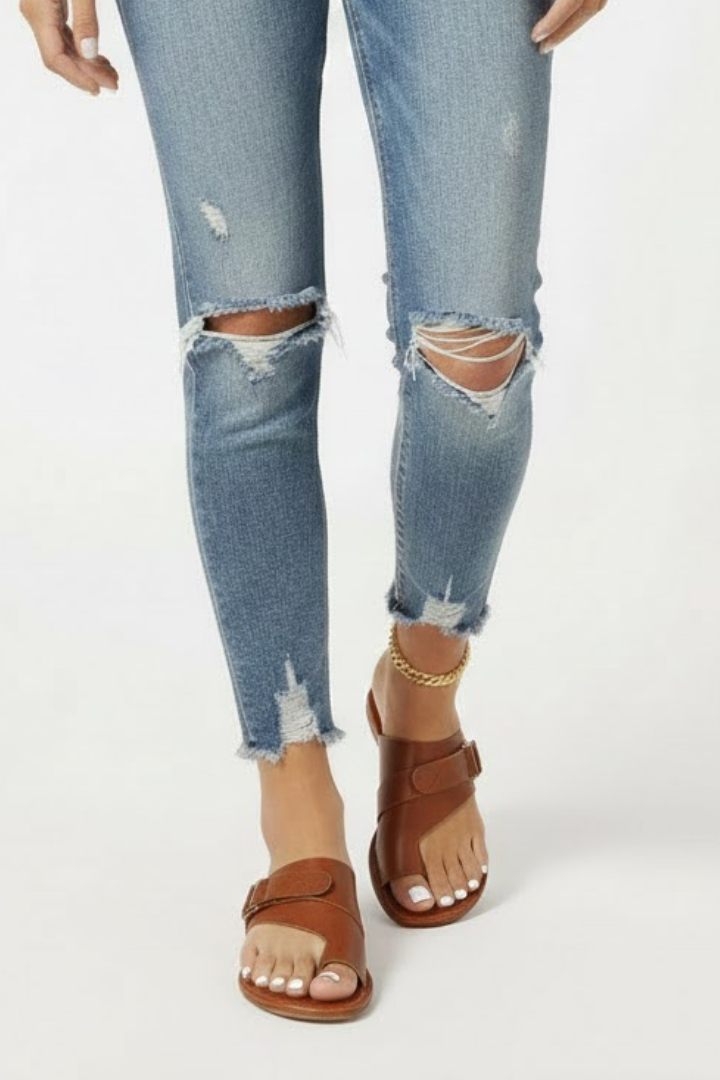 Women’s Sandals with Buckle and Textured Finish