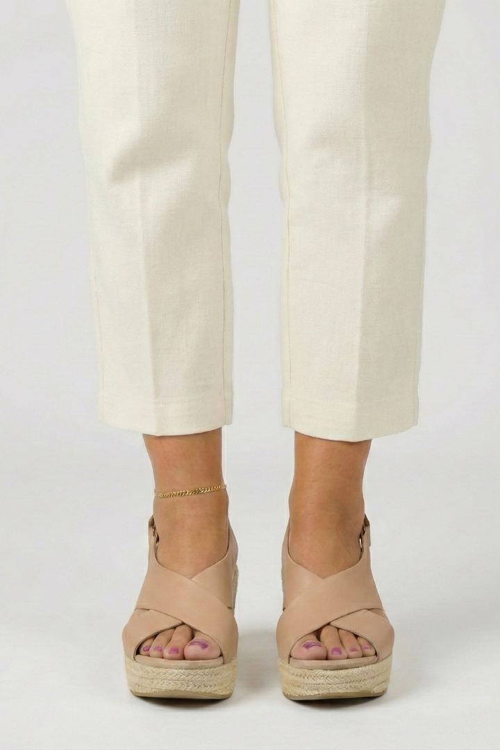 Women’s Wedge Sandals with Crossover Straps and a Slingback Buckle