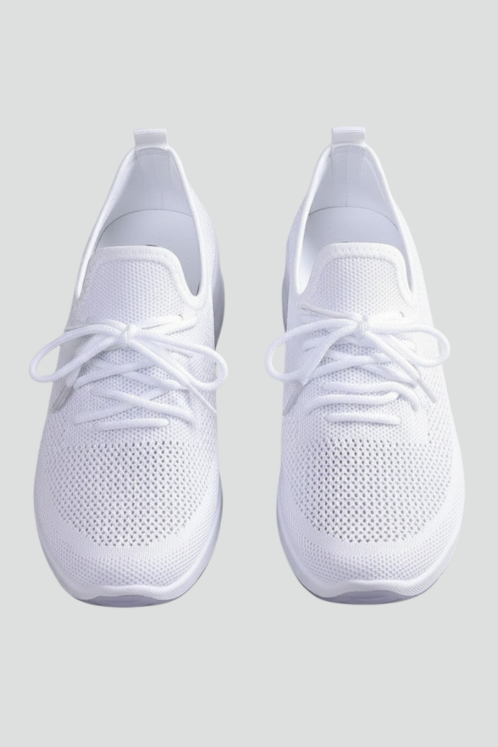 Women’s Knit Sneakers with Lace-Up Fastening and Layered Sole