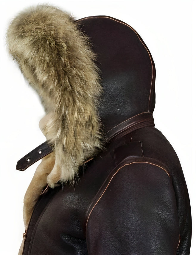 Edvard | Classic Leather Shearling Hooded Jacket
