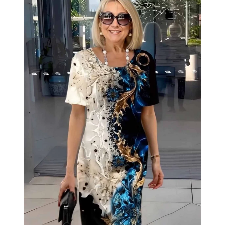 Loose Summer Women's Dress with 3D Floral Pattern