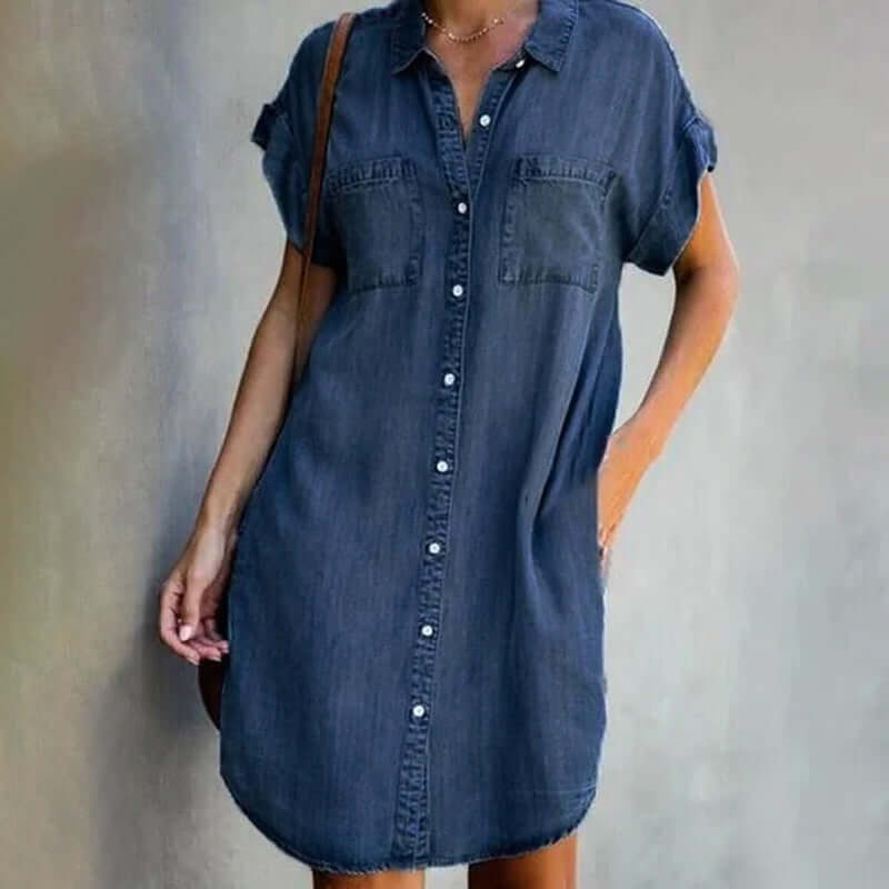 Valerie ™ -  Elegant denim dress with belly coverage