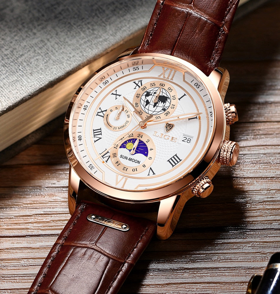 Premium Leather Band Chronograph Watch