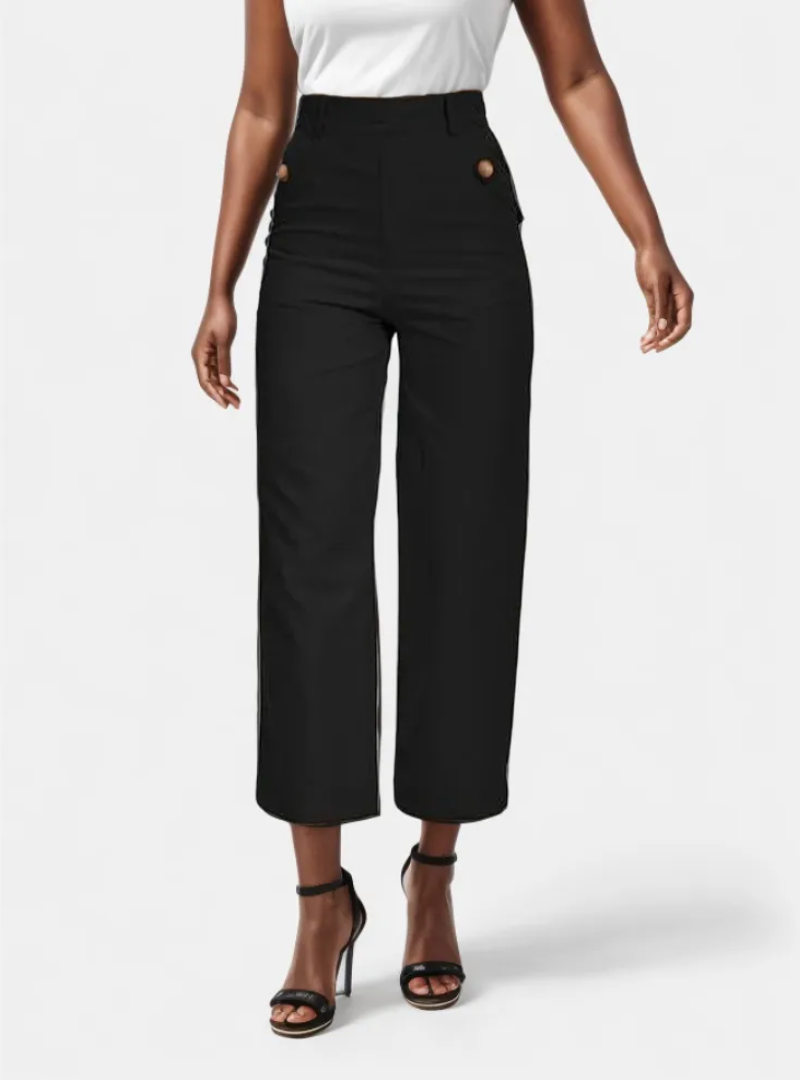 Alva™ - Tummy Control Twill Cropped Wide-Leg Pants