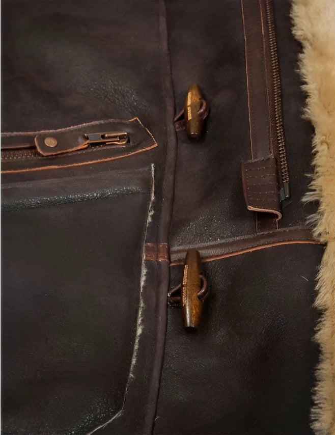 Edvard | Classic Leather Shearling Hooded Jacket