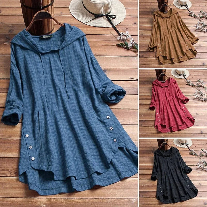 Eliana | Stylish Hooded Button-Down Dress