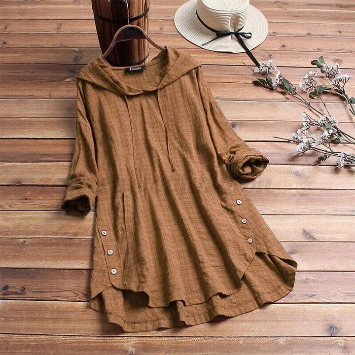 Eliana | Stylish Hooded Button-Down Dress