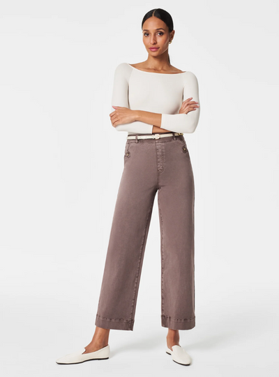 Alva™ - Tummy Control Twill Cropped Wide-Leg Pants