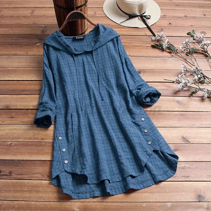 Eliana | Stylish Hooded Button-Down Dress
