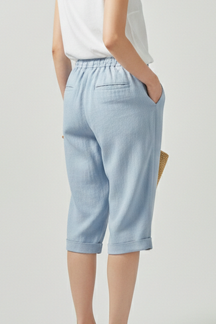 Women’s Capri Shorts with Elastic Waist and Side Pockets