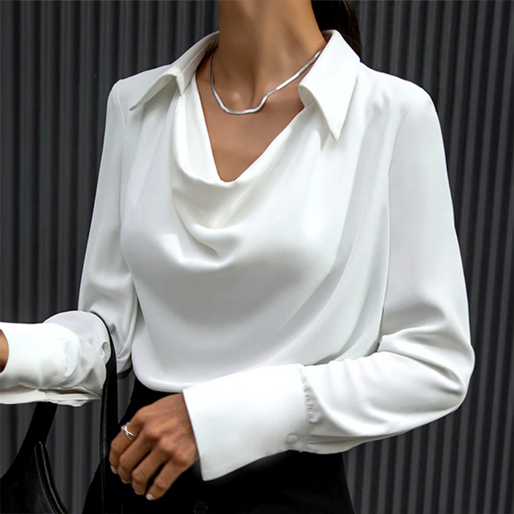 Yasmin | Sophisticated Satin Cowl Neck Blouse