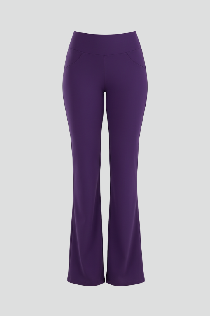 Women’s Flared Trousers with High Waist and Side Pockets