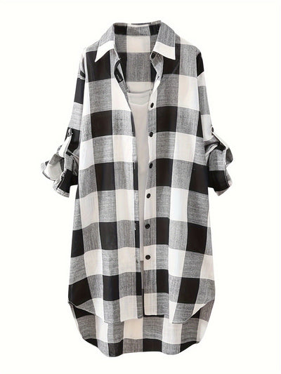 Oprah™ - Linen-cotton checked shirt