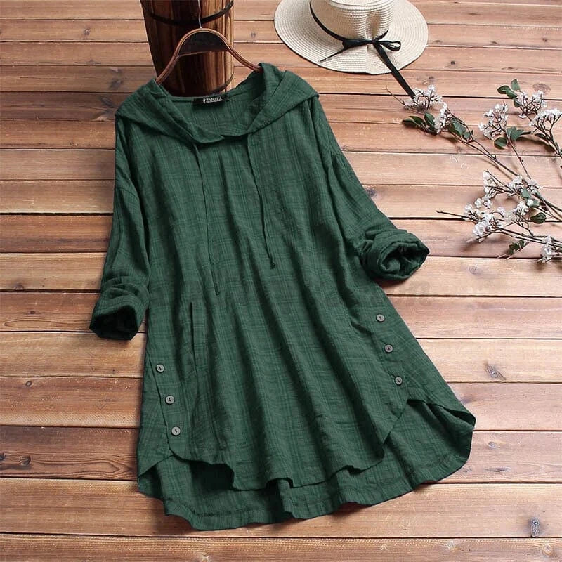 Eliana | Stylish Hooded Button-Down Dress