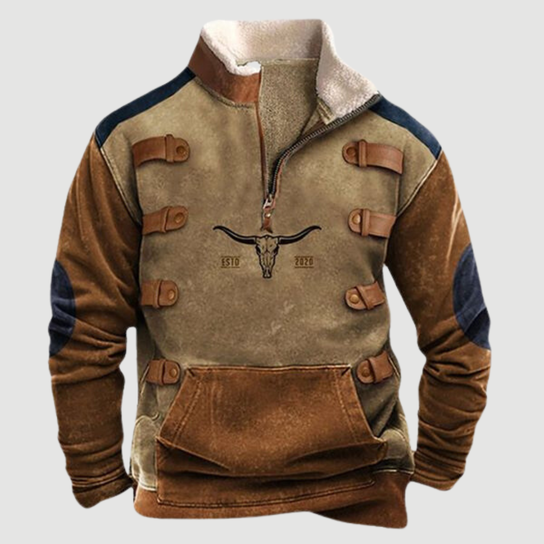 Kjeld | Cozy Moose Print Half-Zip Sweater