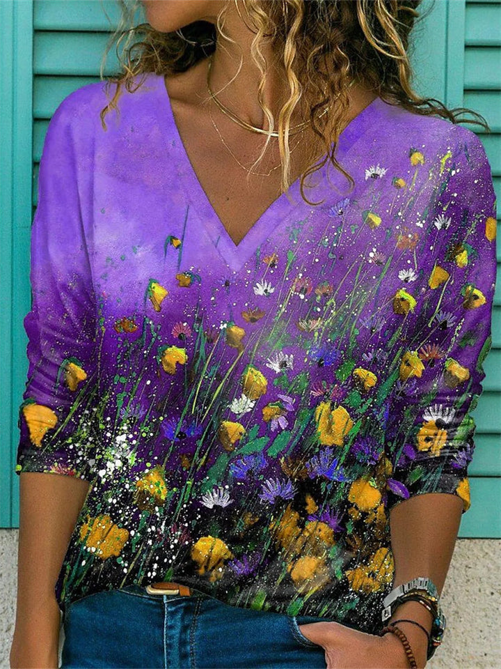 Naomi | Stylish V-Neck Floral Print Top