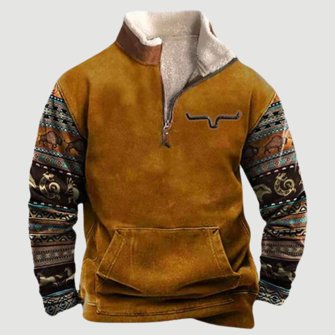 Kjeld | Cozy Moose Print Half-Zip Sweater