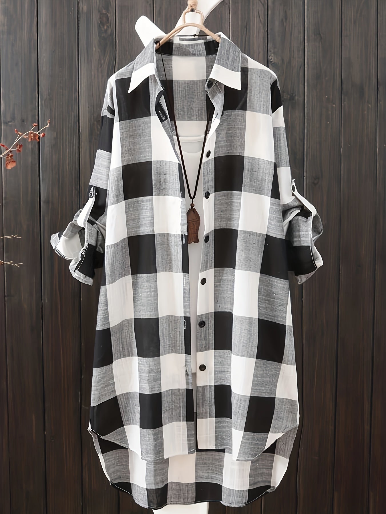 Oprah™ - Linen-cotton checked shirt