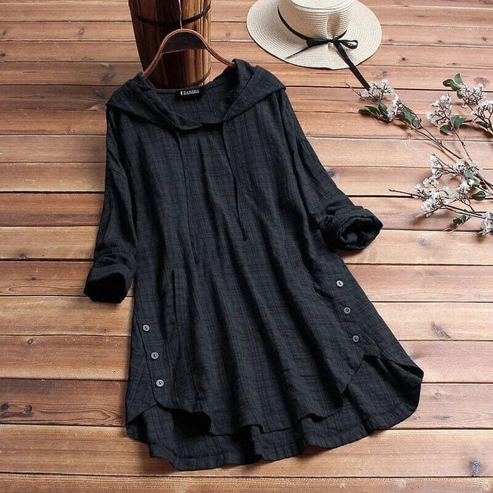 Eliana | Stylish Hooded Button-Down Dress