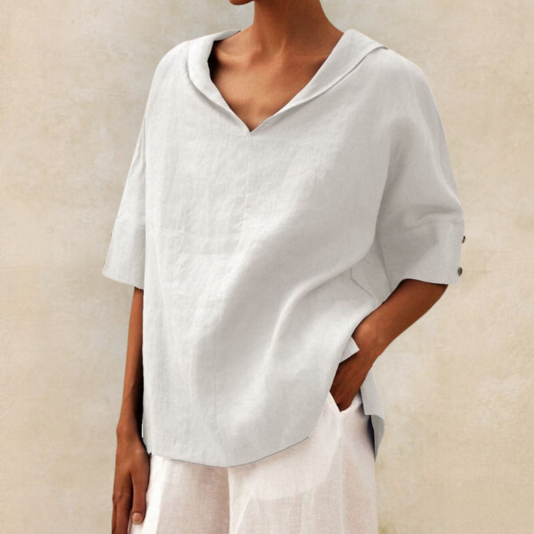 Renee™ - Women's V-Neck Casual Linen Shirt