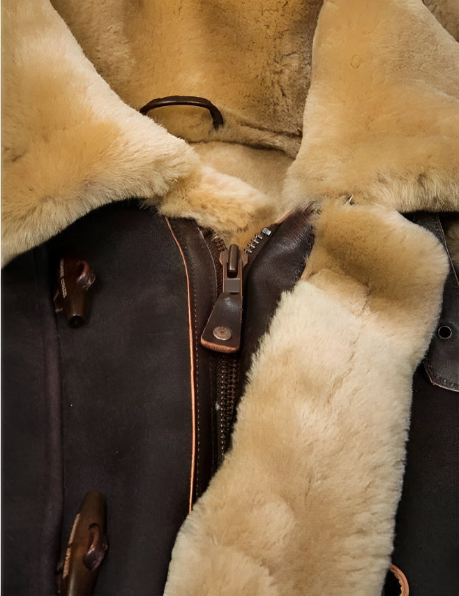Edvard | Classic Leather Shearling Hooded Jacket