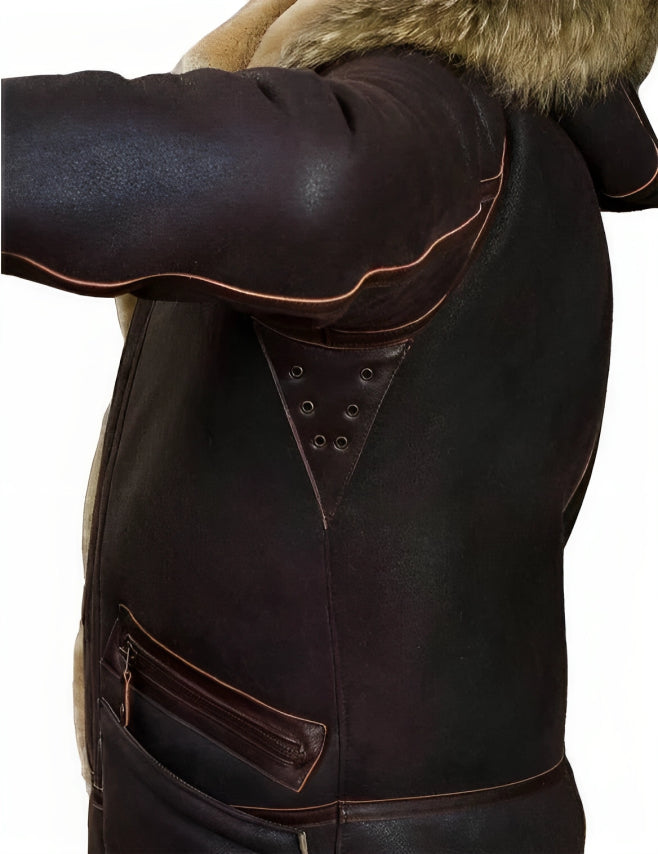 Edvard | Classic Leather Shearling Hooded Jacket