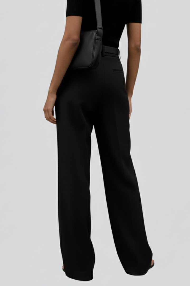 Women’s Wide-Leg Trousers with a High Waist and Front Pleats